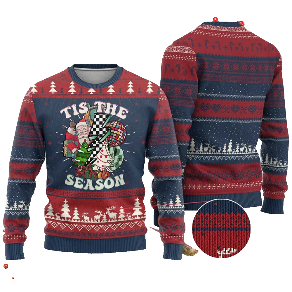 Tis The Season Groovy Christmas Ugly Sweater - Moonbestprint