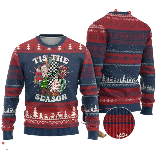 Tis The Season Groovy Christmas Ugly Sweater - Moonbestprint