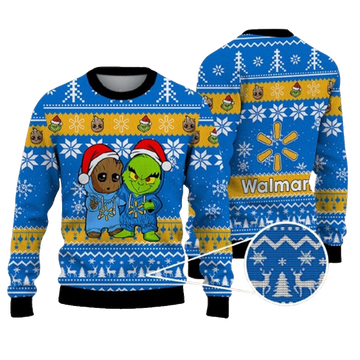 The Walmart Company Best Friends Baby Groot And Grinch Santta Funny Ugly Christmas Sweater – Moonbestprint