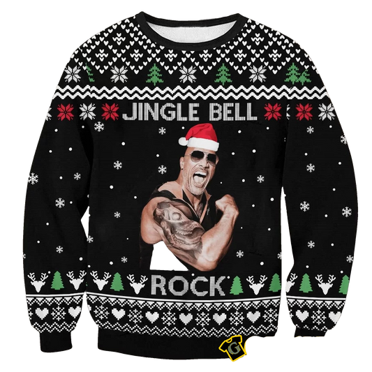The Rock Jingle Bell Christmas Wool Ugly Sweater - Moonbestprint