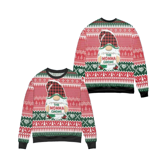 The Moma Gnome Reindeer Snowflake Pattern Ugly Christmas Sweater - Moonbestprint
