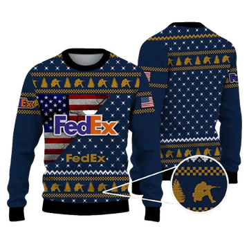 The Fedex Company Hunting Usa Flag Ugly Christmas Sweater – Moonbestprint