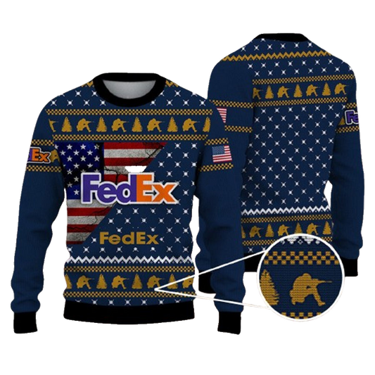 The Fedex Company Hunting Usa Flag Ugly Christmas Sweater – Moonbestprint