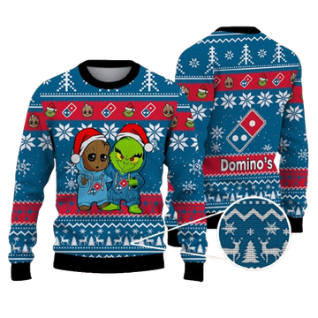 The Dominos Pizza Company Best Friends Baby Groot And Grinch Santta Funny Ugly Christmas Sweater – Moonbestprint
