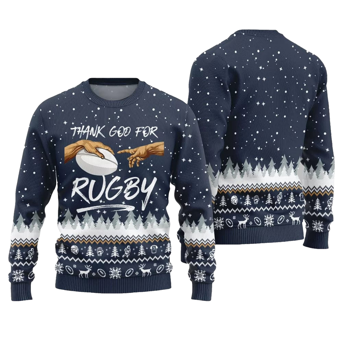 Thank Go For Rugby Ugly Sweater 2026 Christmas - Moonbestprint