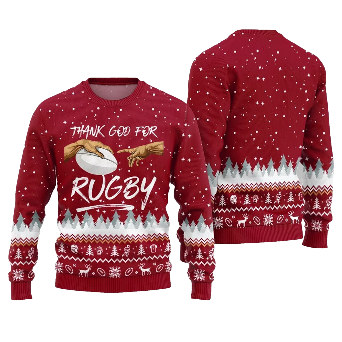 Thank Go For Rugby Ugly Sweater 2026 Christmas - Moonbestprint