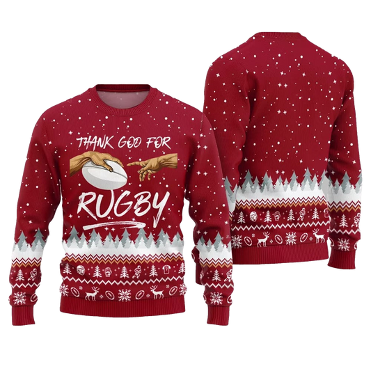Thank Go For Rugby Ugly Sweater 2026 Christmas - Moonbestprint