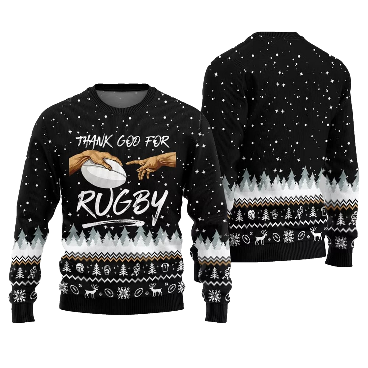 Thank Go For Rugby Ugly Sweater 2026 Christmas - Moonbestprint
