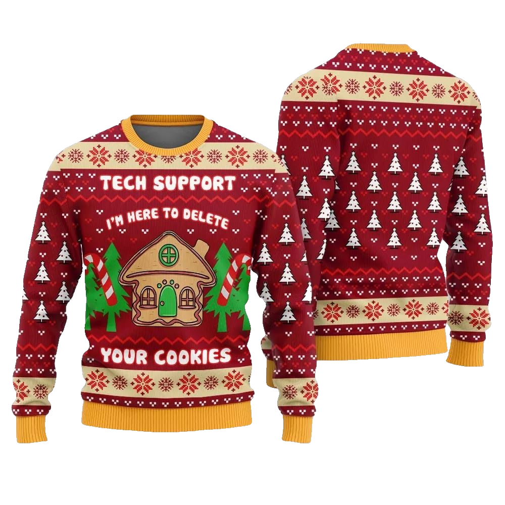 Tech Support Delete Your Cookies Ugly Sweater Christmas 2026 - Moonbestprint