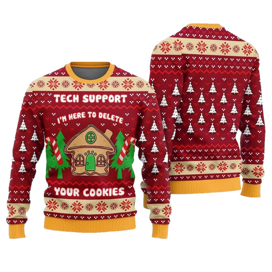 Tech Support Delete Your Cookies Ugly Sweater Christmas 2026 - Moonbestprint