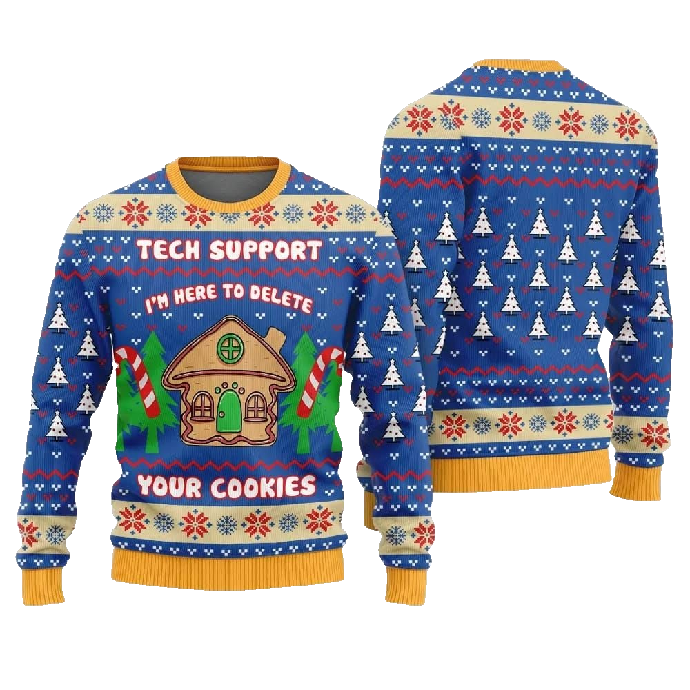 Tech Support Delete Your Cookies Ugly Sweater Christmas 2026 - Moonbestprint
