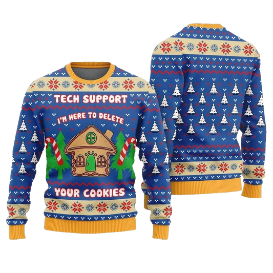 Tech Support Delete Your Cookies Ugly Sweater Christmas 2026 - Moonbestprint