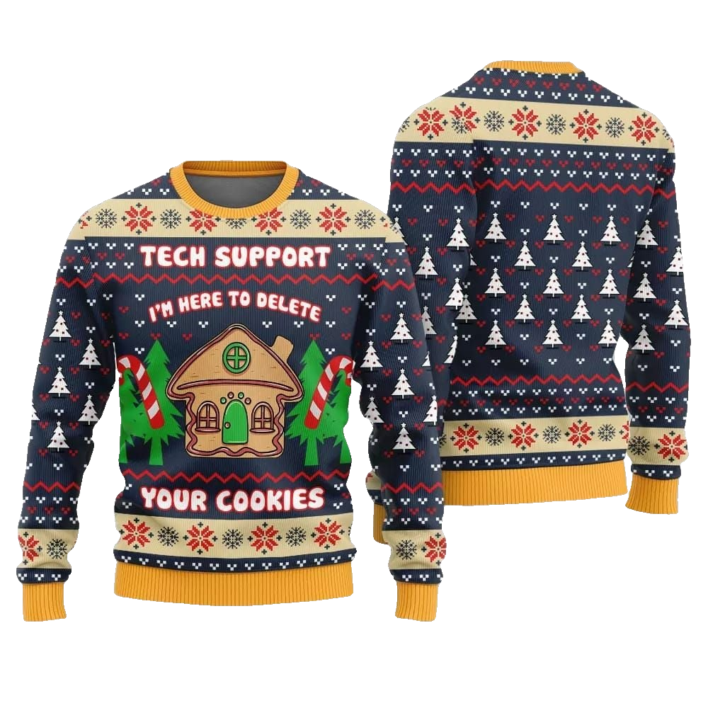 Tech Support Delete Your Cookies Ugly Sweater Christmas 2026 - Moonbestprint