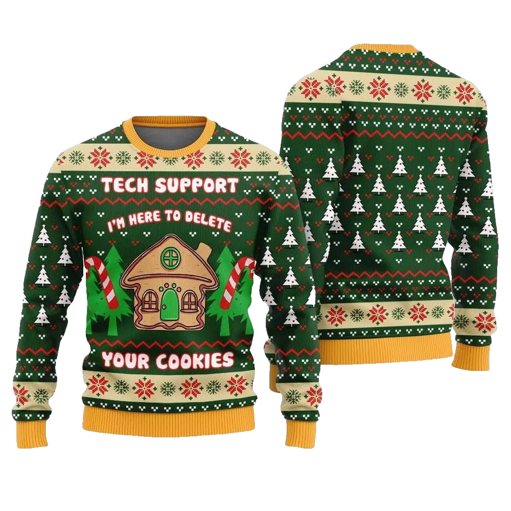 Tech Support Delete Your Cookies Ugly Sweater Christmas 2026 - Moonbestprint