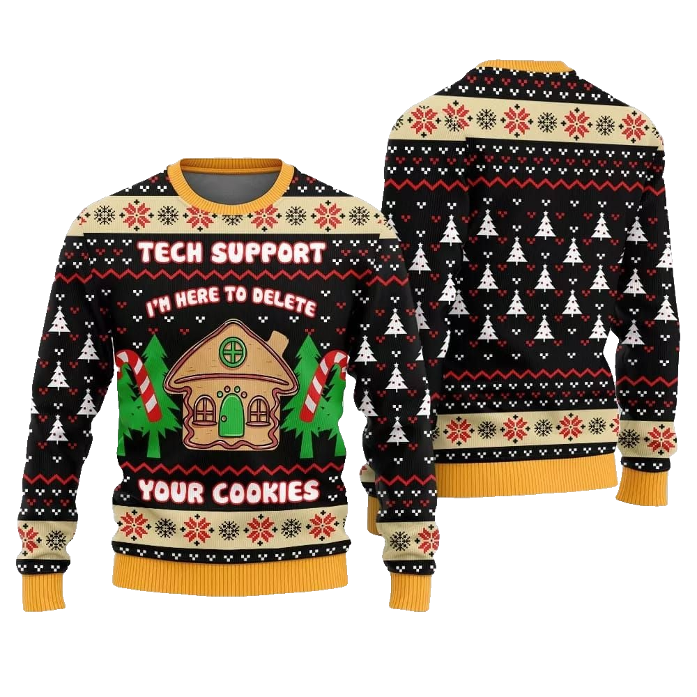 Tech Support Delete Your Cookies Ugly Sweater Christmas 2026 - Moonbestprint