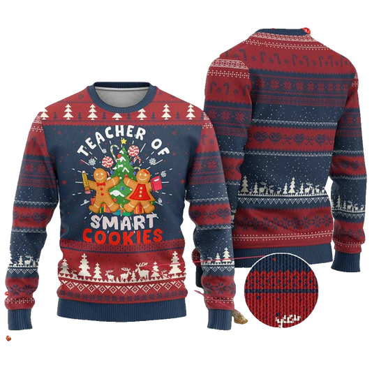 Teacher of Smart Cookies Ugly Christmas Sweater - Moonbestprint