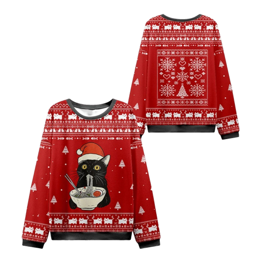 Taking a Cat to Eat Ramen Ugly Sweater 2026 Christmas - Moonbestprint
