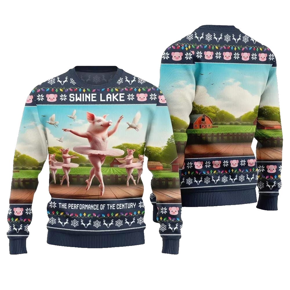 Swine Lake the Performance Of The Century Ugly Christmas Sweater - Moonbestprint