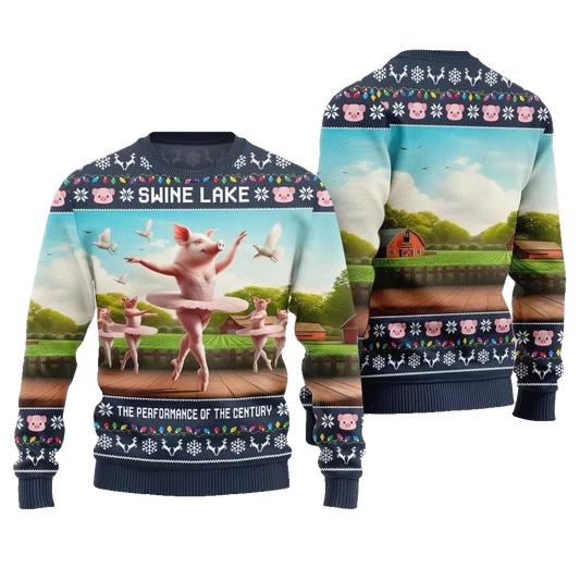 Swine Lake the Performance Of The Century Ugly Christmas Sweater - Moonbestprint