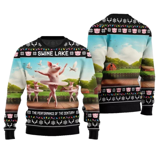 Swine Lake the Performance Of The Century Ugly Christmas Sweater - Moonbestprint