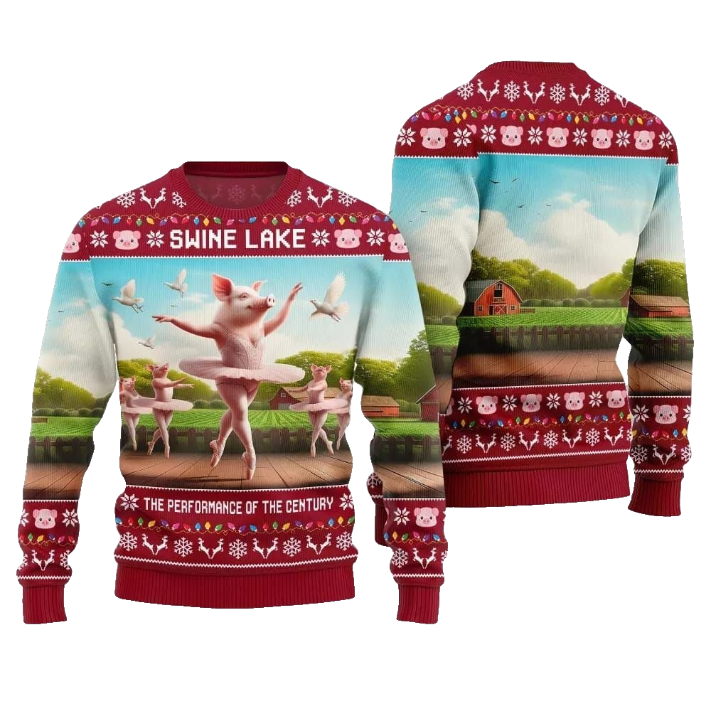 Swine Lake the Performance Of The Century Ugly Christmas Sweater - Moonbestprint