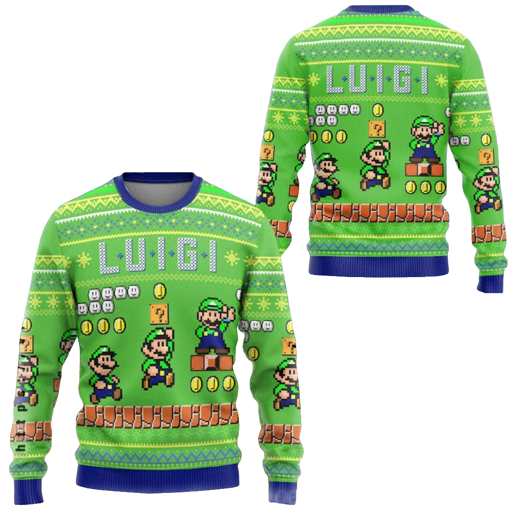 Super Mario Luigi Christmas Ugly Sweater – Moonbestprint