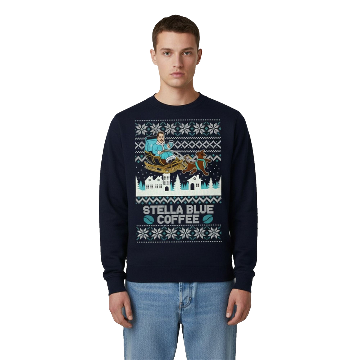 Stuart Feiner Stella Blue Coffee Christmas Ugly Sweater - Moonbestprint