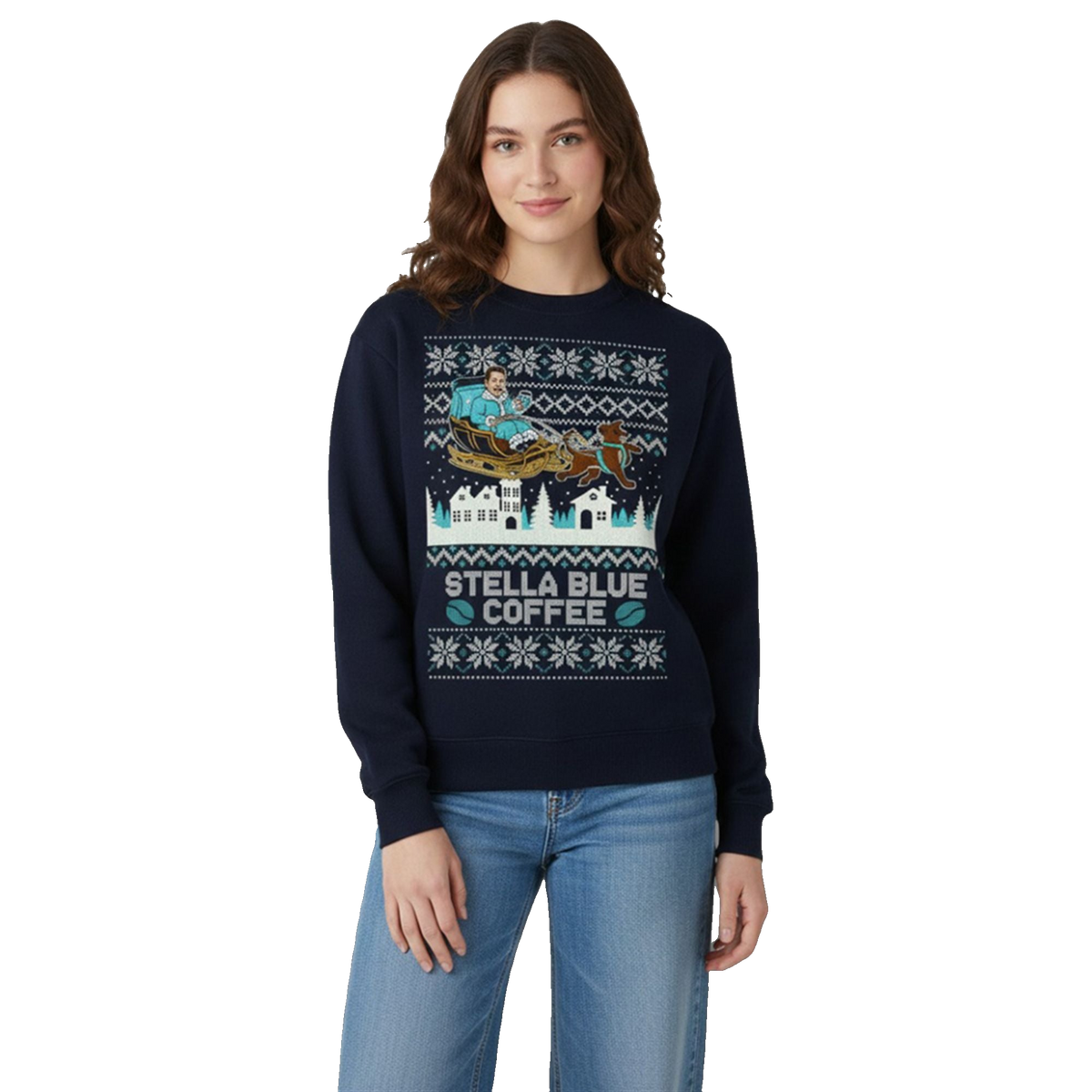 Stuart Feiner Stella Blue Coffee Christmas Ugly Sweater - Moonbestprint