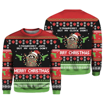 Strawberry Jams But My Glock Don't Merry Ugly Sweater 2026 Christmas - Moonbestprint