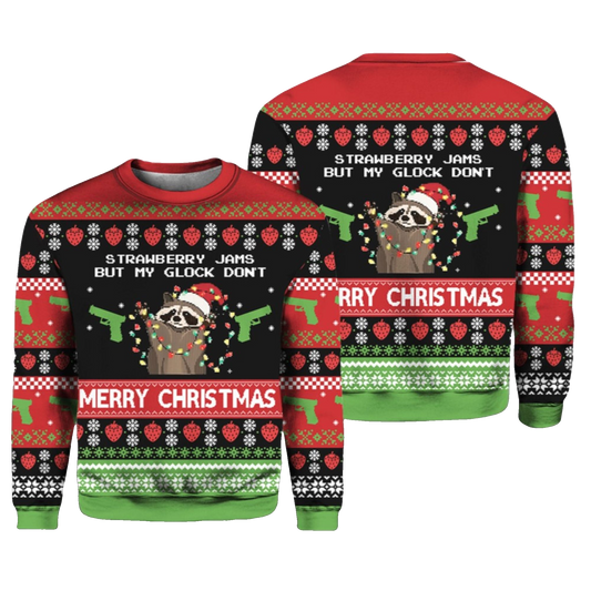 Strawberry Jams But My Glock Don't Merry Ugly Sweater 2026 Christmas - Moonbestprint