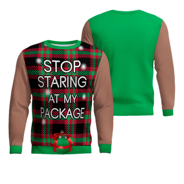 Stop Staring at My Package Ugly Christmas Sweater Mocha Mousse – Moonbestprint
