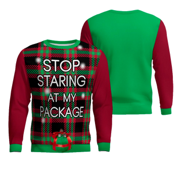 Stop Staring at My Package Ugly Christmas Sweater Burgundy – Moonbestprint