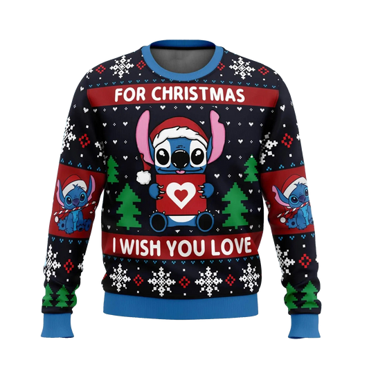 Stitch For Christmas I Wish You Love Ugly Christmas Sweater – Moonbestprint