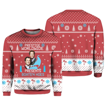 Step Brothers Prestige Worldwide Presents Boats N Hoes Ugly Sweater 2026 Christmas - Moonbestprint