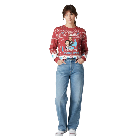 Step Brothers Prestige Worldwide Presents Boats N Hoes Ugly Sweater 2026 Christmas - Moonbestprint