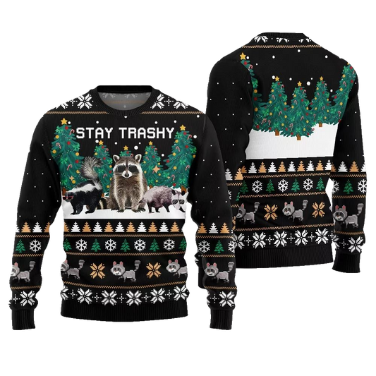 Stay Trashy Critter Ugly Sweater Christmas 2026 - Moonbestprint