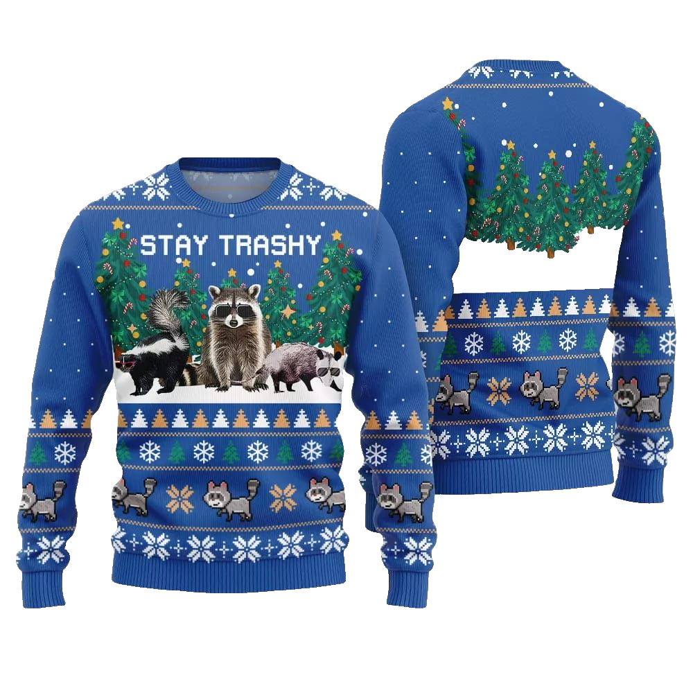 Stay Trashy Critter Ugly Sweater Christmas 2026 - Moonbestprint