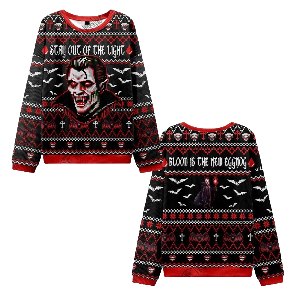 Stay Out Of The Light Blood Ugly Sweater 2026 Christmas - Moonbestprint