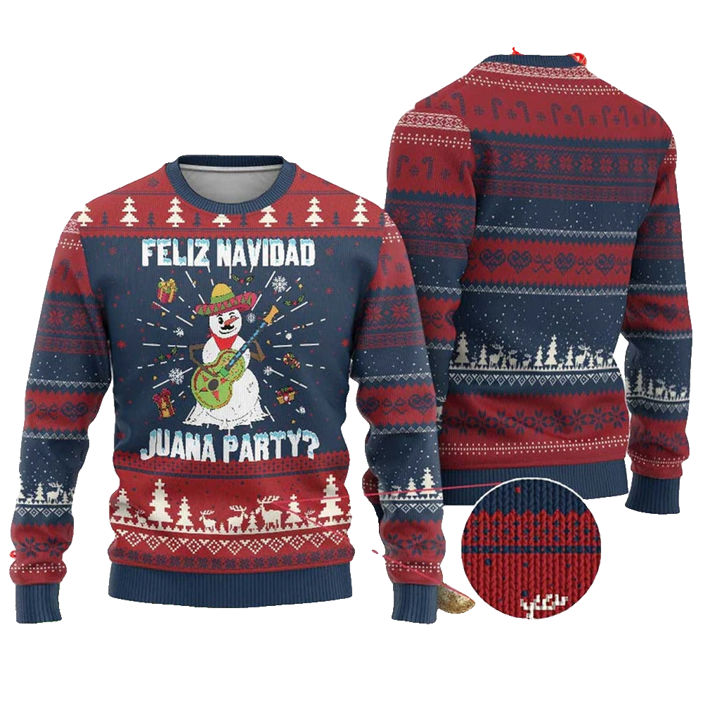 Snowman Feliz Navidad Juana Party Ugly Christmas Sweater - Moonbestprint
