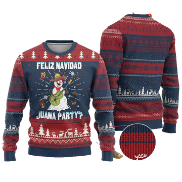 Snowman Feliz Navidad Juana Party Ugly Christmas Sweater - Moonbestprint
