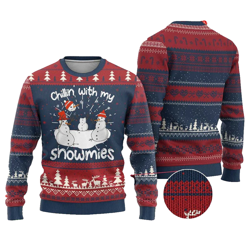 Snowman Chillin With My Snowmies Ugly Christmas Sweater - Moonbestprint