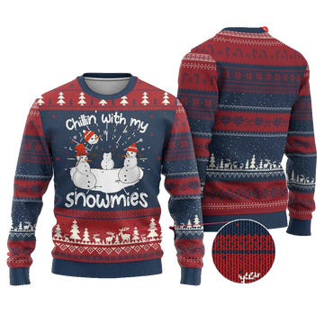 Snowman Chillin With My Snowmies Ugly Christmas Sweater - Moonbestprint