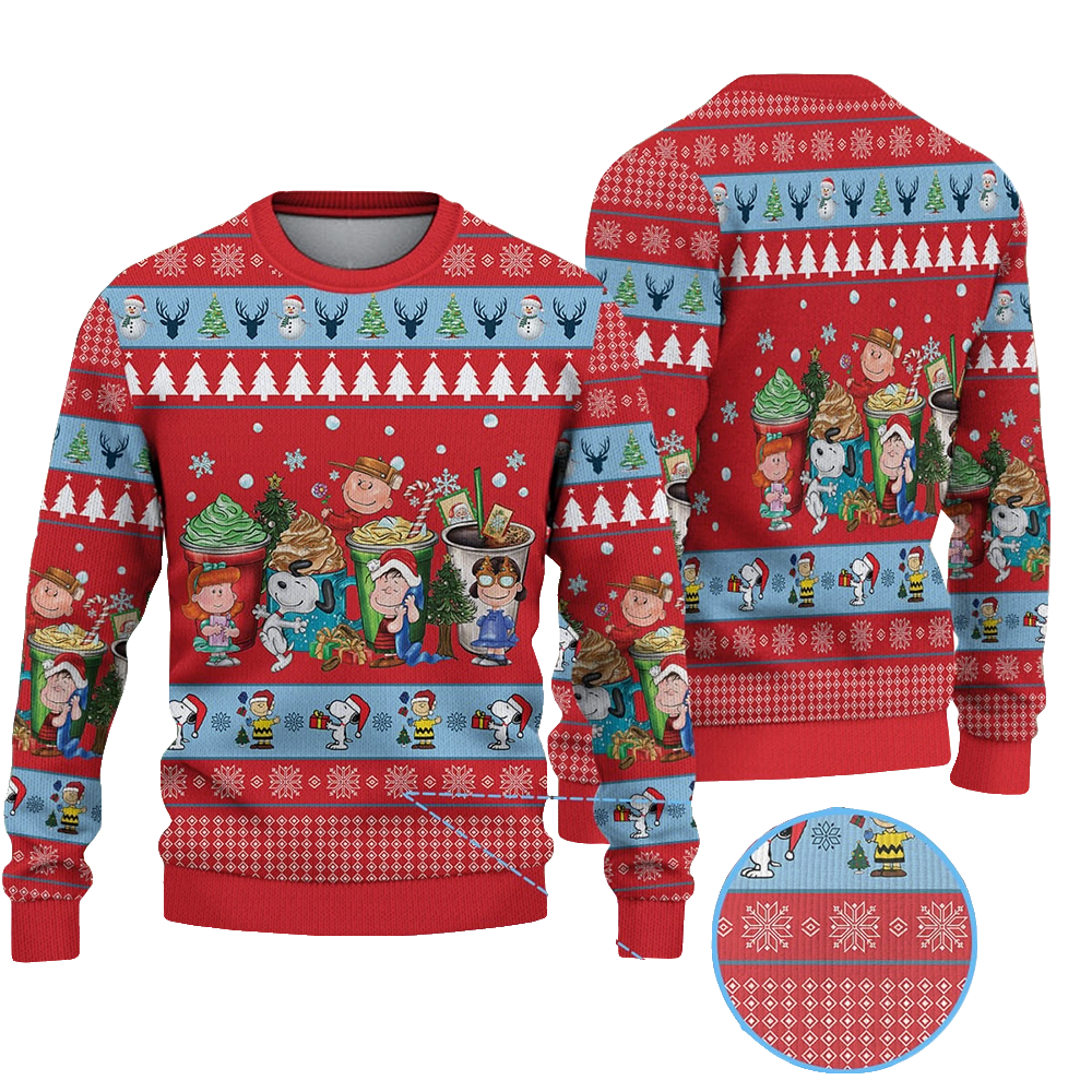 Snoopy Christmas Coffee Cups Ugly Christmas Sweater 2025 – Moonbestprint