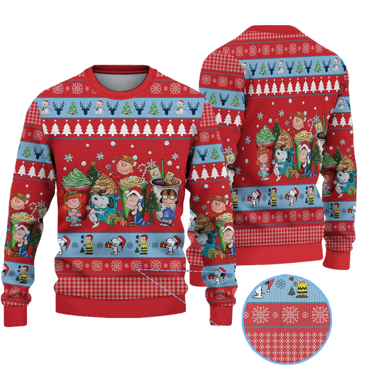 Snoopy Christmas Coffee Cups Ugly Christmas Sweater 2025 – Moonbestprint