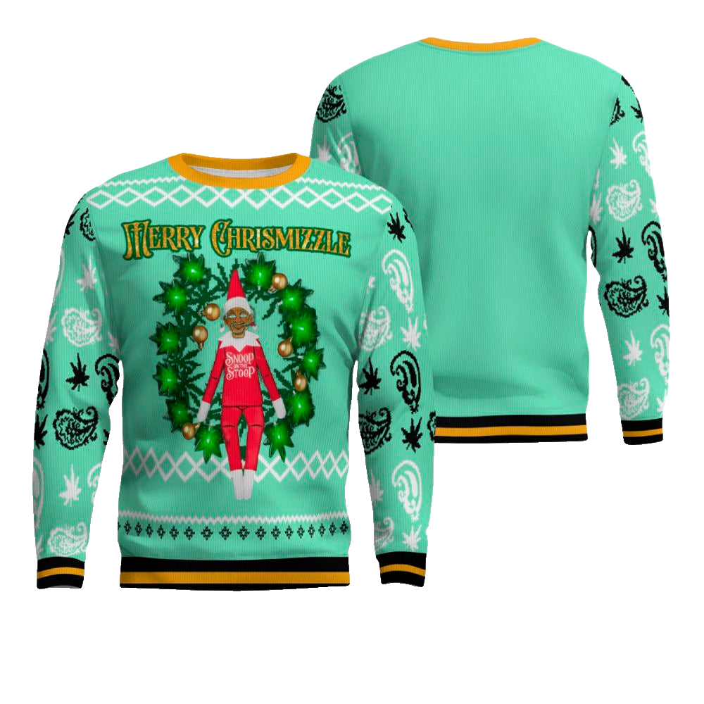 Snoop on the Stoop Merry Chrismizzle Christmas Sweater Seafoam Green – Moonbestprint