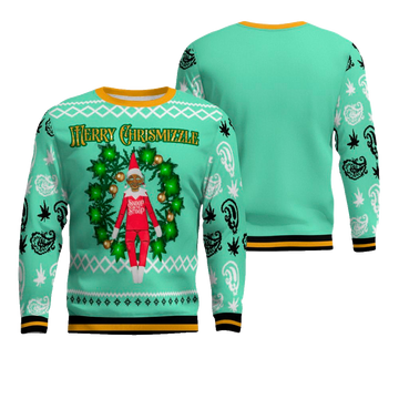 Snoop on the Stoop Merry Chrismizzle Christmas Sweater Seafoam Green – Moonbestprint