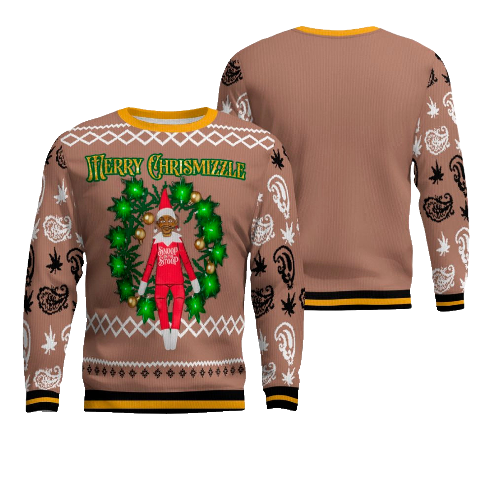 Snoop on the Stoop Merry Chrismizzle Christmas Sweater Mocha Mousse – Moonbestprint