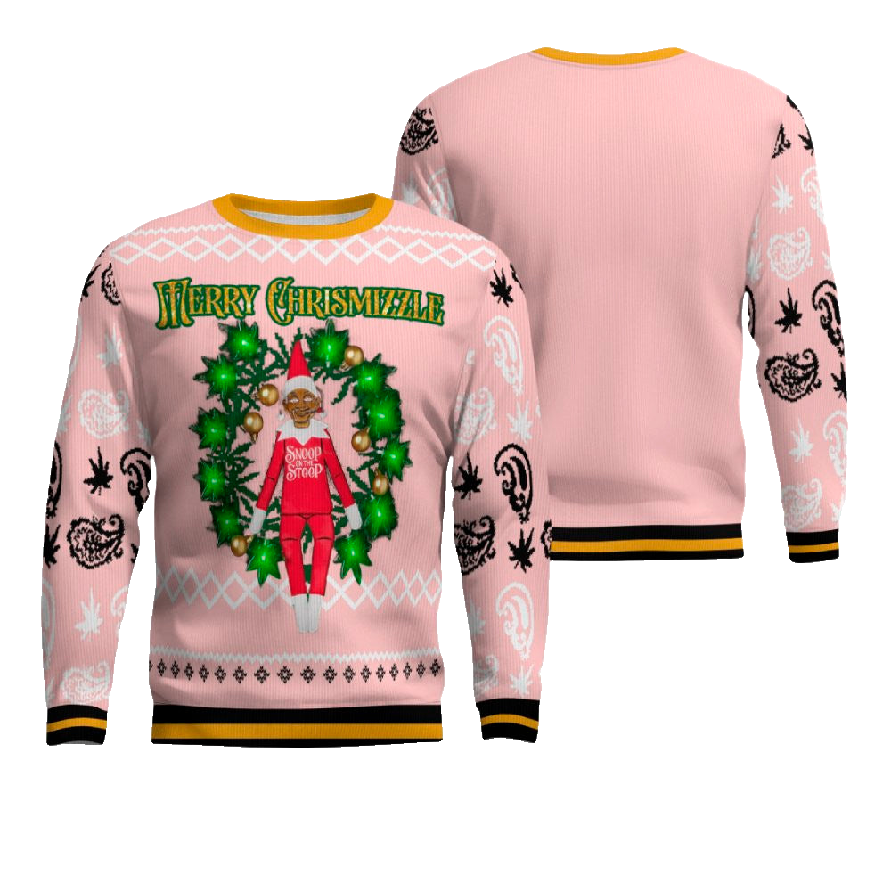 Snoop on the Stoop Merry Chrismizzle Christmas Sweater Powder Pink – Moonbestprint