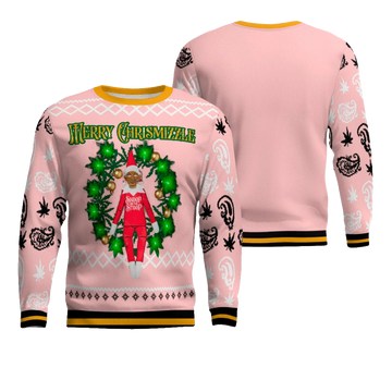 Snoop on the Stoop Merry Chrismizzle Christmas Sweater Powder Pink – Moonbestprint