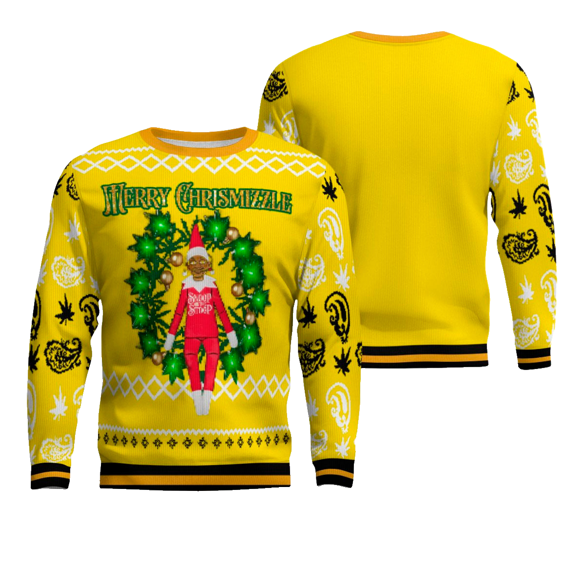Snoop on the Stoop Merry Chrismizzle Christmas Sweater Goldern Yellow – Moonbestprint